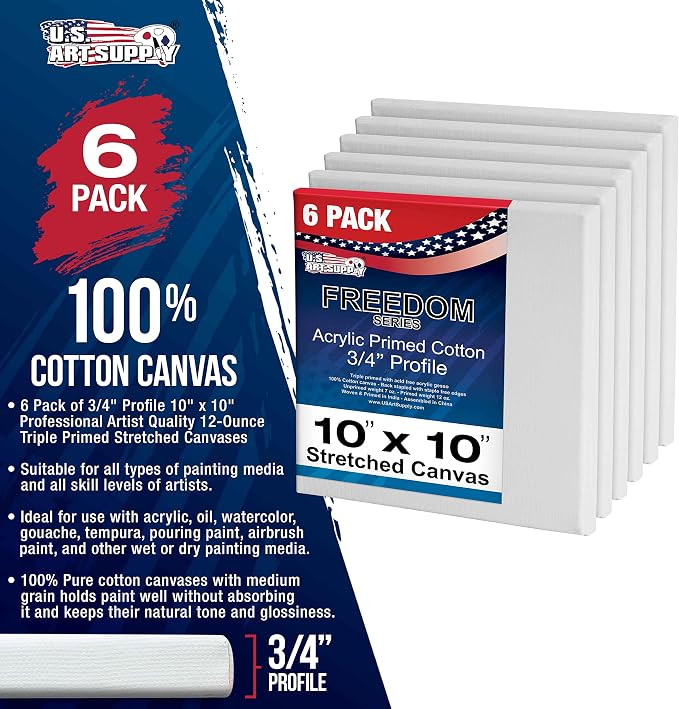 U.S. Art Supply 10 x 10 inch Stretched Canvas - Image 2