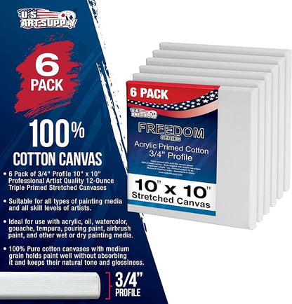 U.S. Art Supply 10 x 10 inch Stretched Canvas - Image 2