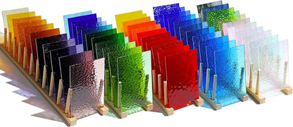 50 Transparent Stained Glass Sheets Bulk, Variety Colors Textured Cathedral Art by Unknown