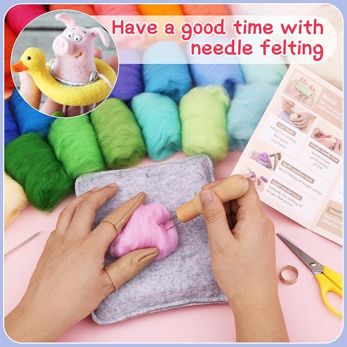 Mayboos Needle Felting Kit, 42 Colors Wool Roving Set, Needle Felting Kit - Image 5