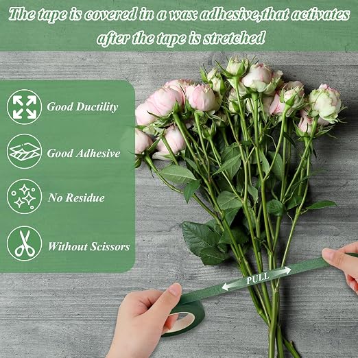 Phinus 9 Rolls Floral Tape, 1/2 Inch x 30 Yard Flower Tape, Bouquet Stem - Image 3