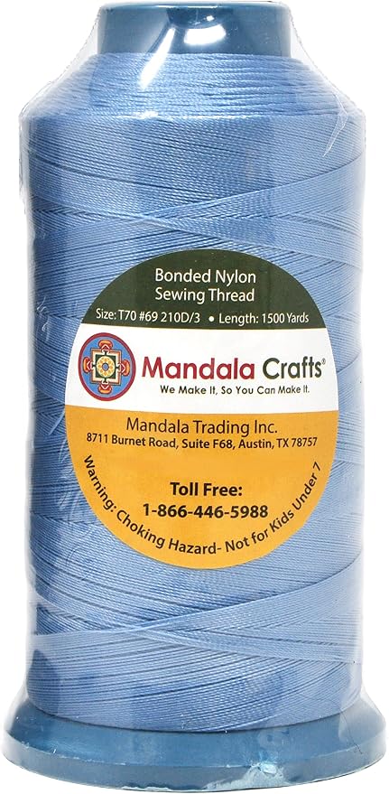 Mandala Crafts Bonded Nylon Thread Light Blue Heavy Duty Sewing Threads - Image 2