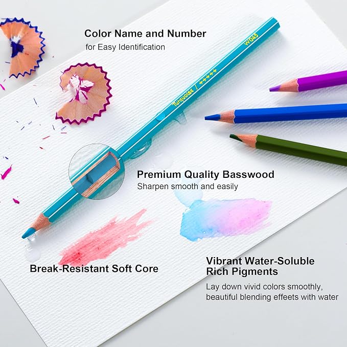 KALOUR Watercolor Pencils with Brush, 36 Colors, Blendable Wet or Dry - Image 3