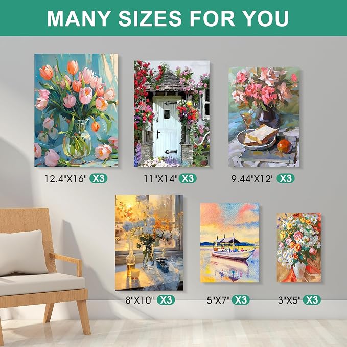 ESRICH Stretched Canvas for Painting, 18 Multi Pack Blank Canvases for Painting - Image 7