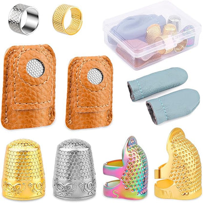 10pcs Hand-Working Sewing Thimble, Metal Finger Shield Ring, Leather Coin by Mayboos