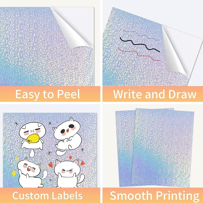Printable Sticker Paper, Holographic Printable Stickers Paper, Laser/Inkjet - Image 4