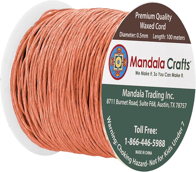 Mandala Crafts 0.5mm 109 Yards Salmon Cotton Waxed Cord - Image 2