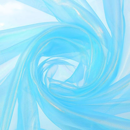 MECCANIXITY Iridescent Sheer Organza Fabric, 2 Yards x 59 Inches Solid Laser by MECCANIXITY