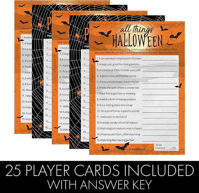 DISTINCTIVS Halloween Party Games, Halloween Trivia and Phobia Match 2 Game - Image 4