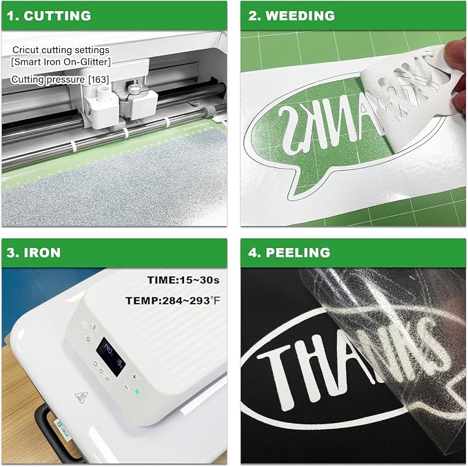 White Glitter HTV Heat Transfer Vinyl Rolls- 10" x 8ft. Glitter HTV White - Image 5