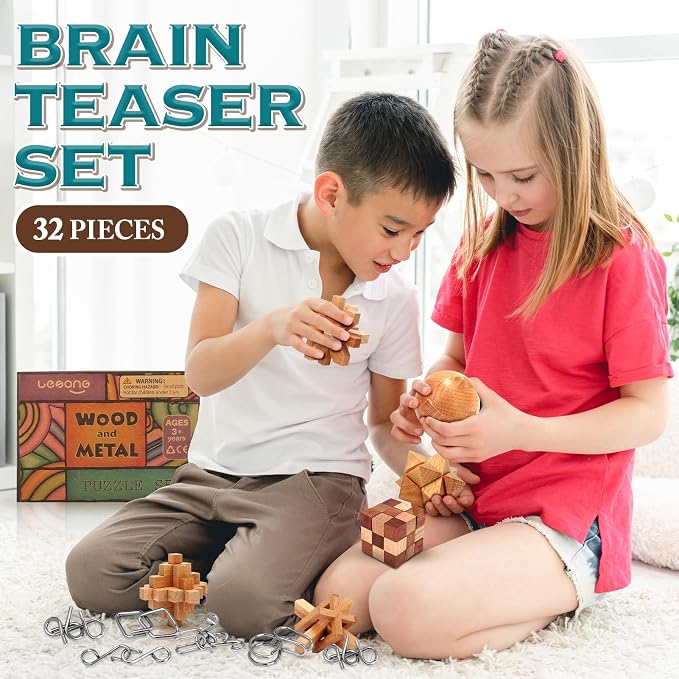 Brain Teaser Wooden Metal Puzzles - Image 2