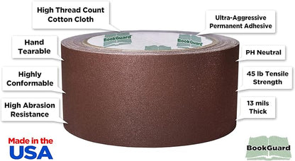 BookGuard 2 Inch Premium Bookbinding Repair Cloth Tape, 15 Yard Roll - Image 2