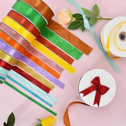 TONIFUL 1 Inch x 100yds Yellow Satin Ribbon, Thin Solid Color Satin Ribbon - Image 3