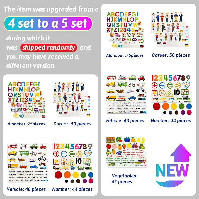 PENGFULL 5 Felt Learning Pieces Set, Alphabet Letters Fruits and Vegetables - Image 2