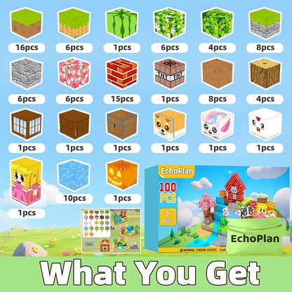 EchoPlan Magnetic Blocks, STEM Sensory Construction Stacking Magnet Blocks Toy - Image 6