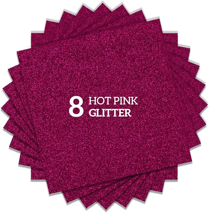 Hot Pink Glitter HTV Heat Transfer Vinyl Bundle 8 sheets-12 x12 Iron on Vinyl by CREATINGISFULFILLING