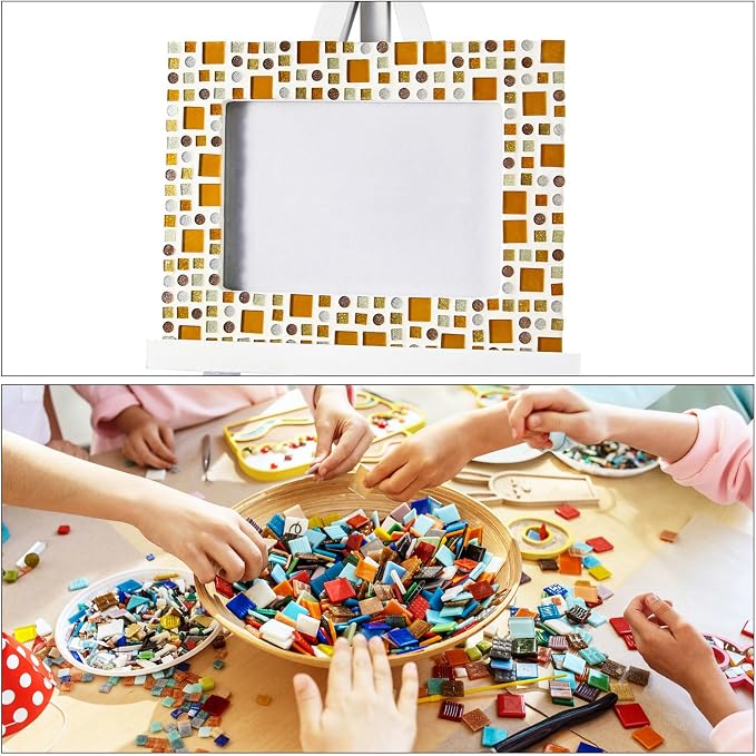 MECCANIXITY 2 Pcs Stained Glass Sheet Mosaic Tile 7.9 Inch x 5.9 Inch Brown - Image 5