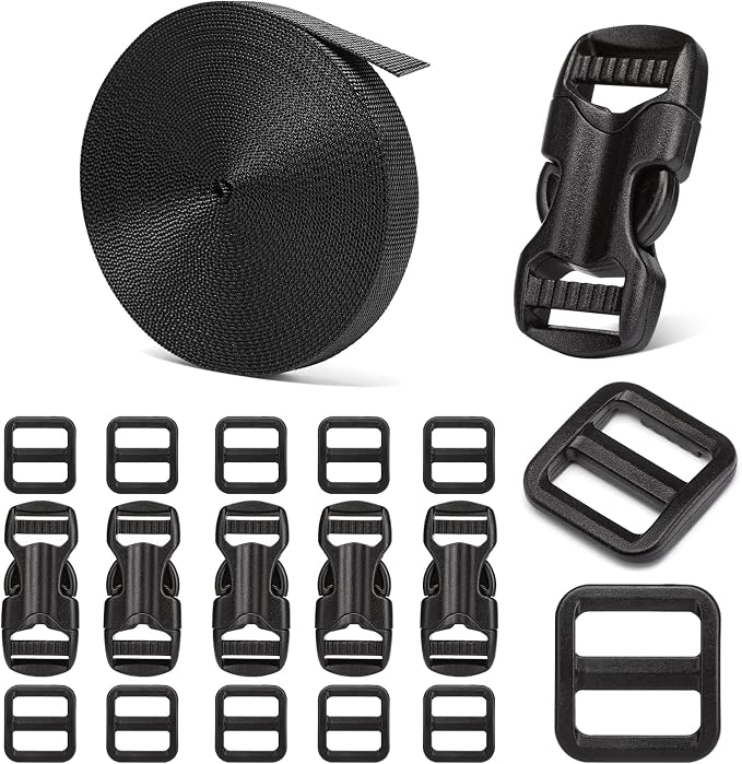 5/8" Buckle and Strap Set: 6 Yards of Thick Nylon Webbing, 6 Pack Quick Side by BEYOURD