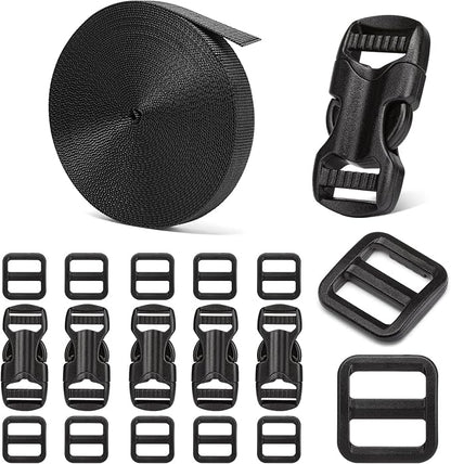 5/8" Buckle and Strap Set: 6 Yards of Thick Nylon Webbing, 6 Pack Quick Side by BEYOURD