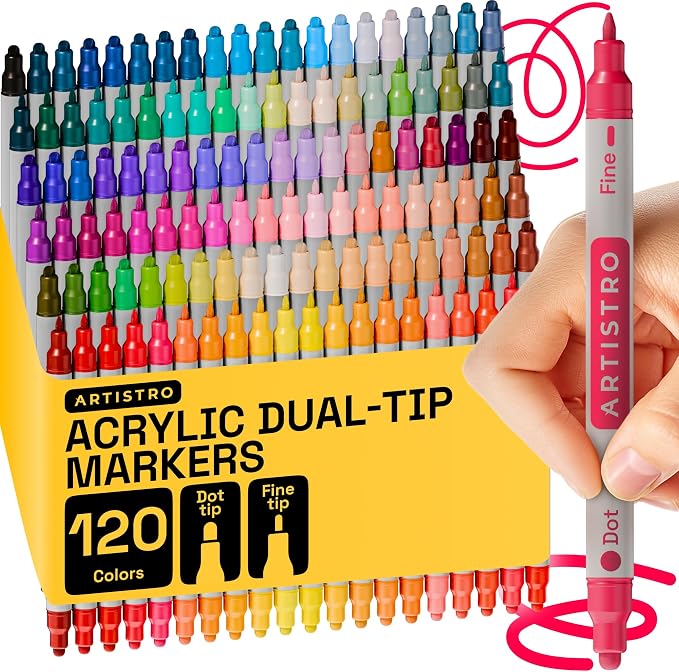 ARTISTRO 120 Acrylic Paint Pens, Acrylic Paint Markers, Fabric Markers by ARTISTRO