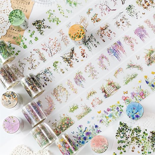 6 Rolls PET Tape Stickers, Plant Washi Tape - Image 2
