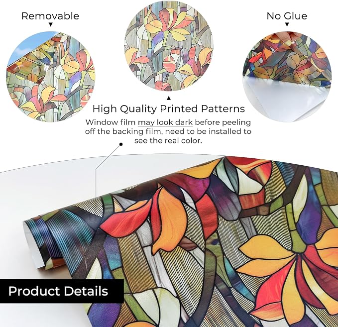 Window Privacy Film, Frosted Glass Decorative Static Cling, Removable Sun - Image 7