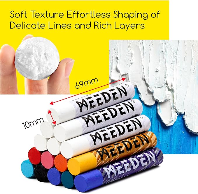 MEEDEN Soft White Oil Pastels: 6 Pcs Oil Pastels - Image 2