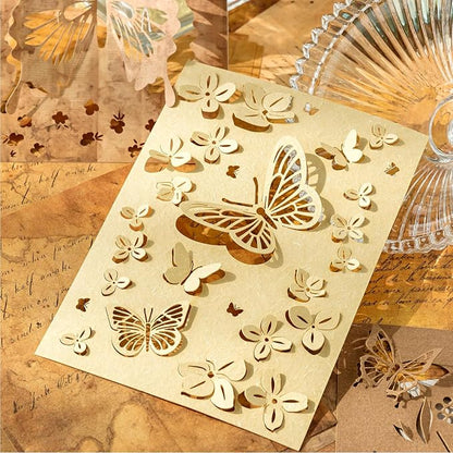 Vintage Butterfly-Themed Scrapbook Paper Set, Scrapbooking, DIY Crafts - Image 4