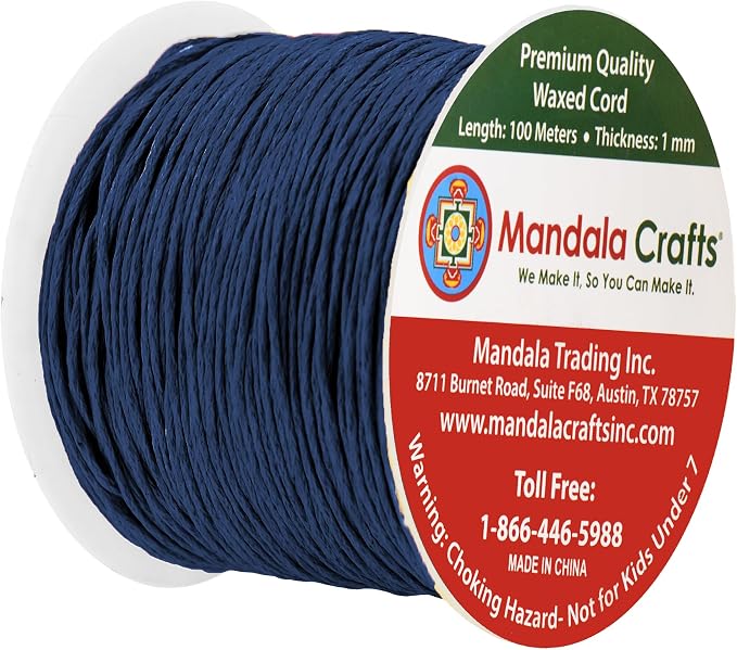 Mandala Crafts 1mm 109 Yards Navy Blue Cotton Waxed Cord - Image 2