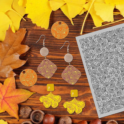 Arbuya Ginkgo Leaves Polymer Clay Texture Mat -Autumn Leaves Texture Sheet - Image 5
