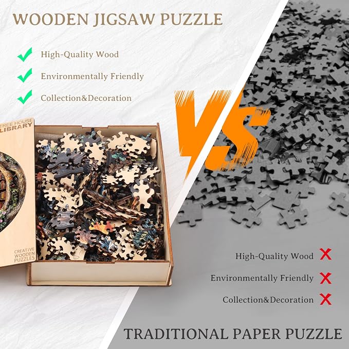 KAAYEE Wooden Puzzles for Adults, Tree House Library Wooden Jigsaw Puzzle - Image 8