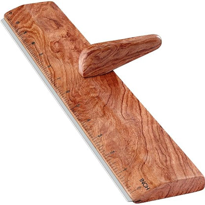SAVINA Safety Ruler with Handle & Stainless Steel Edge - 13in Handmade Hardwood by SAVINA