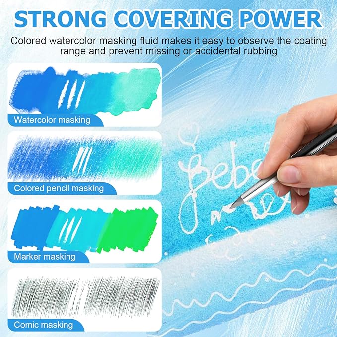 WANJAO Masking Fluid for Watercolor Painting, Liquid Masking Tape - Image 6