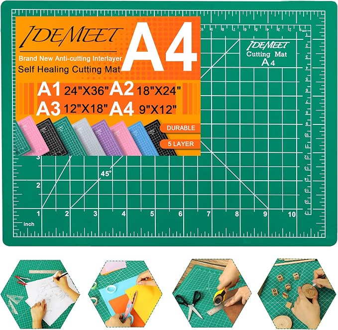Density-upgraded 9"x12" Self Healing Cutting Mat, Idemeet Rotary Sewing Mat by IDEMEET