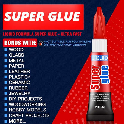 3 Gram Single Use Super Glue Liquid, Super Fast, Thin & Strong Adhesive - Image 4