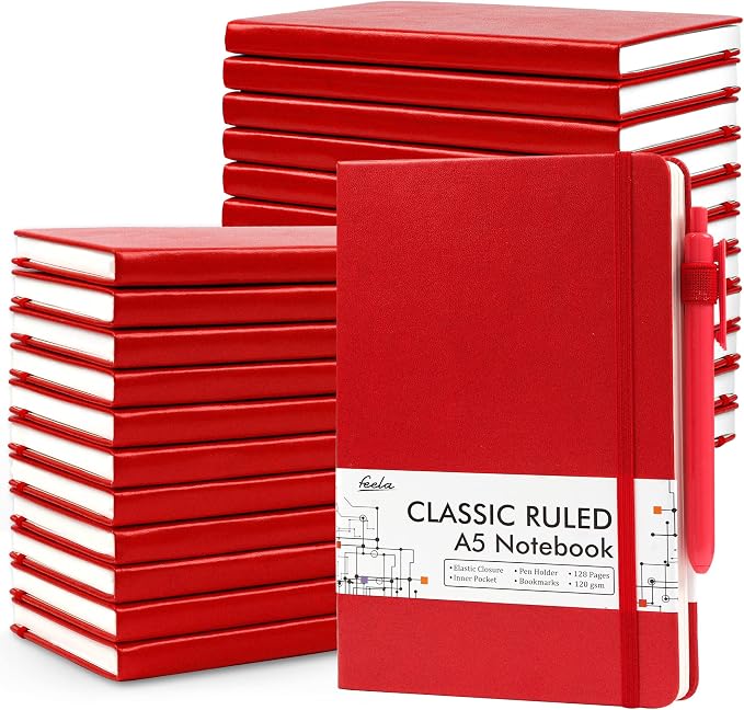 feela 24 Pack Journal Notebook for Work, Business Notebook Bulk Hardcover Lined by feela