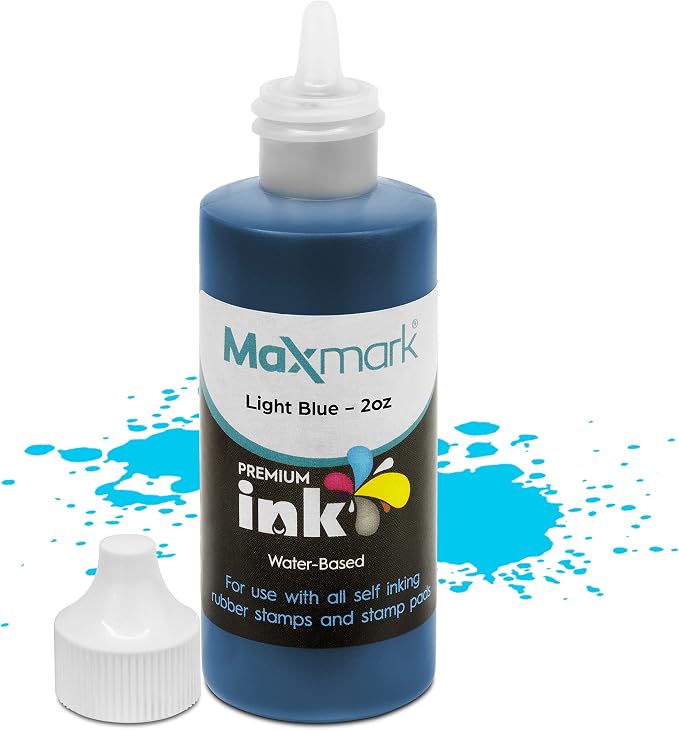 MaxMark Premium Refill Ink for self Inking Stamps and Stamp Pads, Light Blue by Maxmark