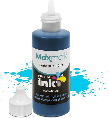 MaxMark Premium Refill Ink for self Inking Stamps and Stamp Pads, Light Blue by Maxmark
