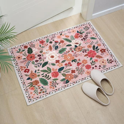 Rugcomf Door Mat Indoor Entrance 2x3 Rug Machine Washable Boho Floral Small - Image 6
