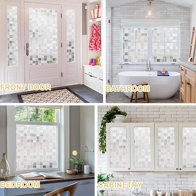 Window Privacy Film Decorative for Front Door, Bathroom Static Cling Stained - Image 7