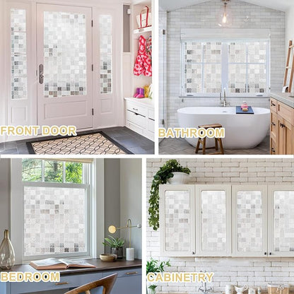 Window Privacy Film Decorative for Front Door, Bathroom Static Cling Stained - Image 7