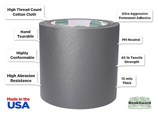 BookGuard 4 inch Premium Bookbinding Repair Cloth Tape, 15 Yard Roll - Image 2