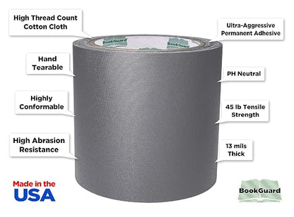 BookGuard 4 inch Premium Bookbinding Repair Cloth Tape, 15 Yard Roll - Image 2