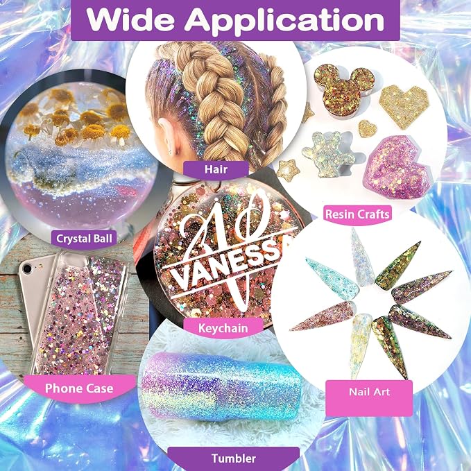 Renfio Opal Chunky Glitter, 1.75oz/50g Silver Glitter, Dreamy High Sparkle - Image 5