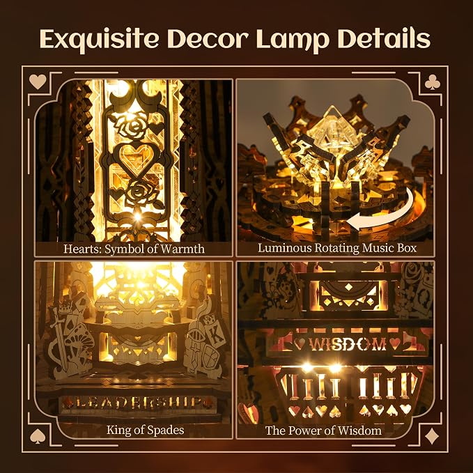 LED 3D Wood Puzzle Poker World Projector Lamp – DIY Craft Kit - Image 3