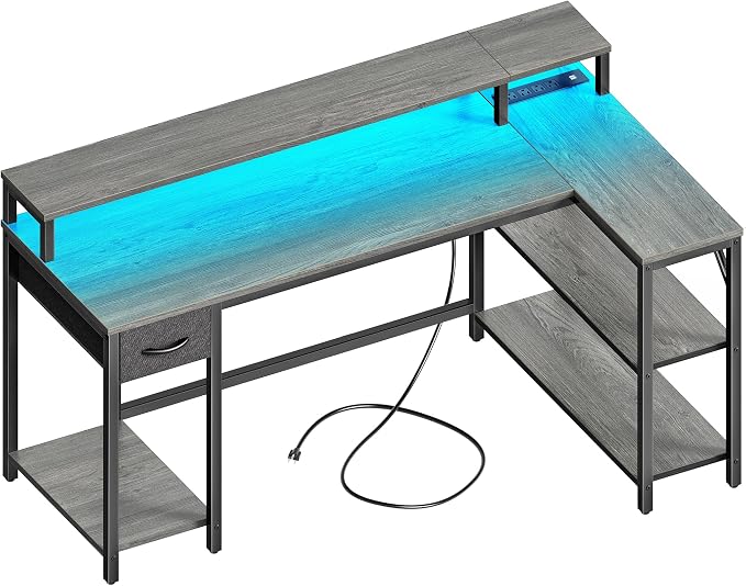 SUPERJARE 53 inch Reversible L Shaped Desk by SUPERJARE