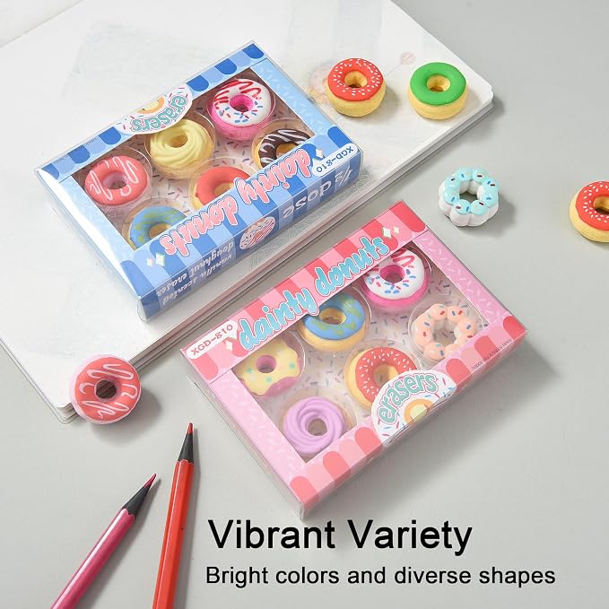 HILAZA Donut Erasers for Kids Bulk, 24 Pieces 3D Cute Fun Food Erasers for - Image 4
