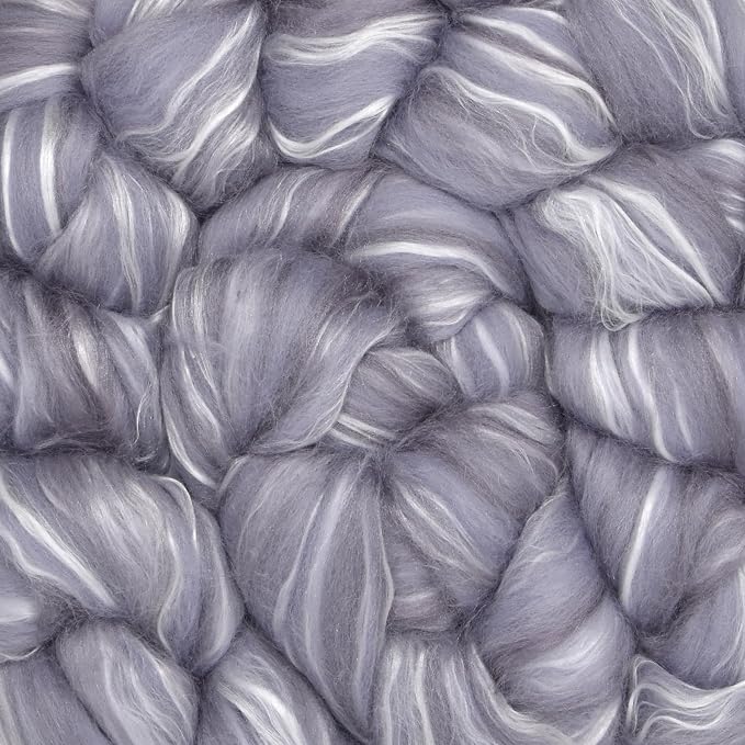 Merino Silk Luxe Tonal Designer Blend. Superfine Merino, Tussah Silk. Top Roving - Image 5