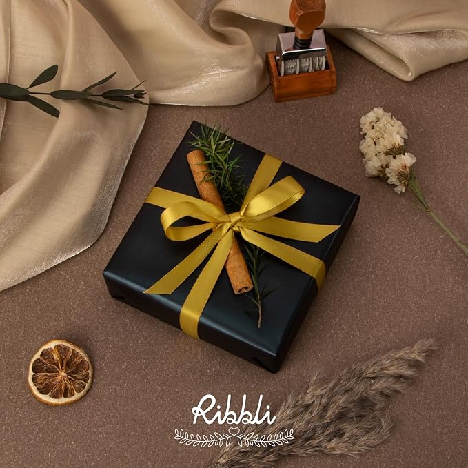 Ribbli Gold Satin Ribbon Double Faced Satin 1/2 Inch x Continuous 100 - Image 2