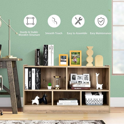 Tangkula 5 Cube Bookcase, 2 Tier Wooden Storage Open Bookshelf, Kid's Playroom - Image 5
